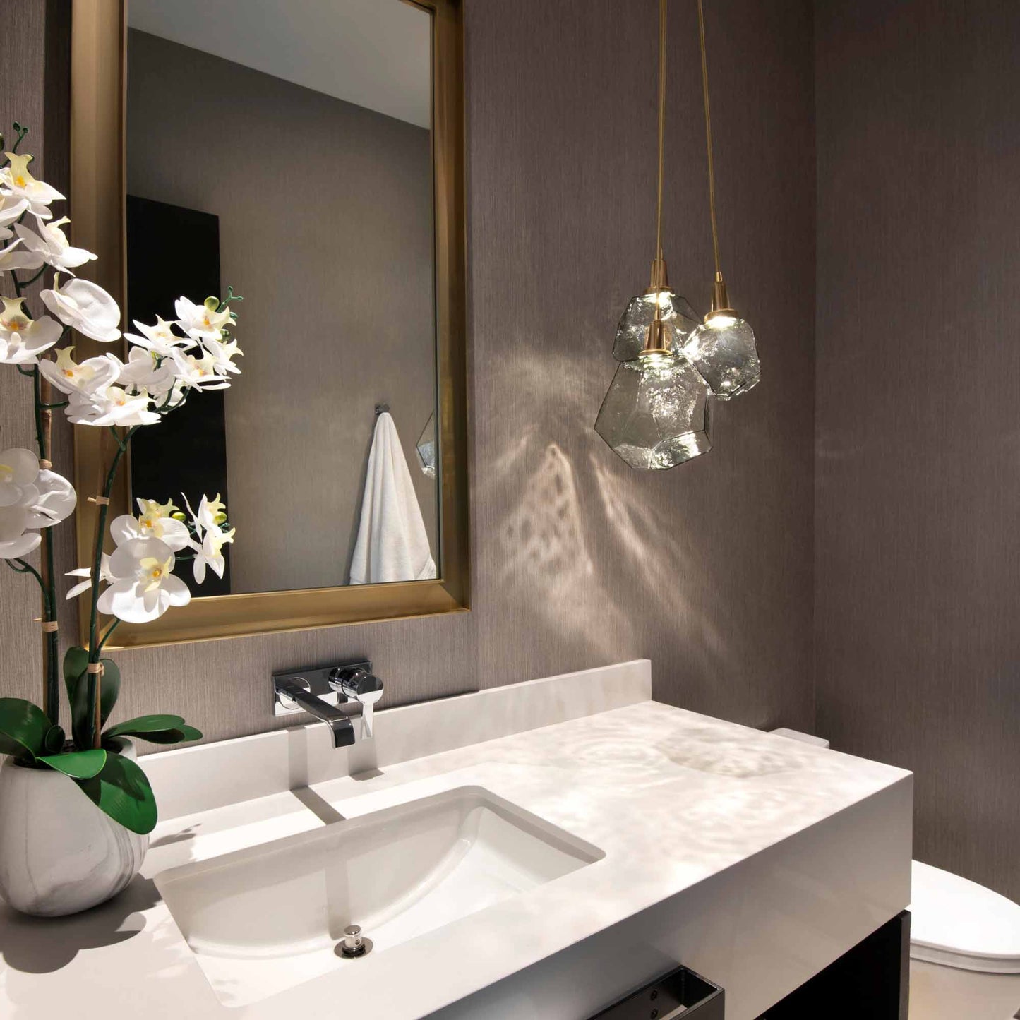 Gem Cluster LED Pendant Light in bathroom.