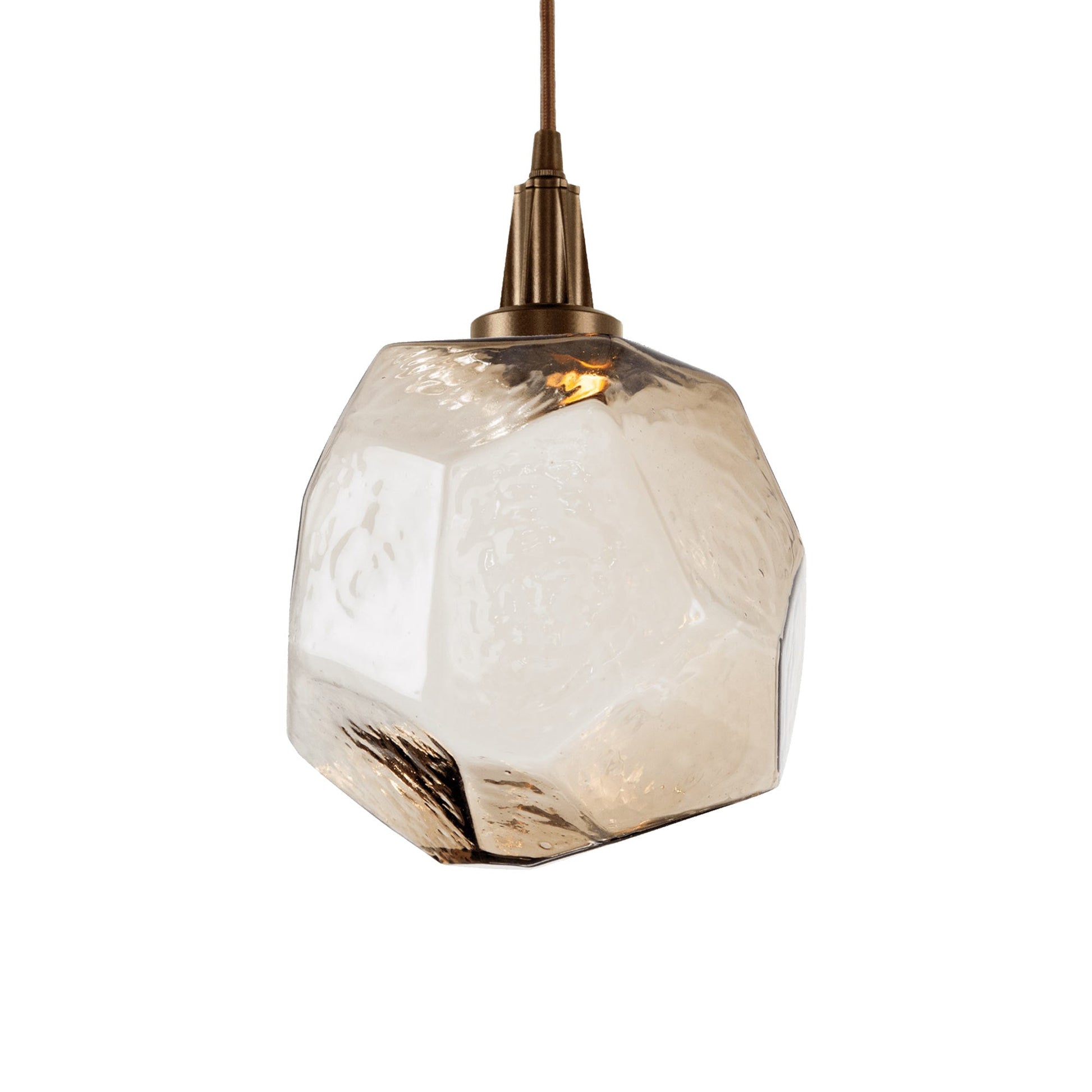 Gem LED Pendant Light in Flat Bronze/Bronze Glass.