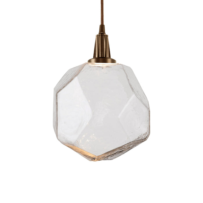 Gem LED Pendant Light in Flat Bronze/Clear Glass.
