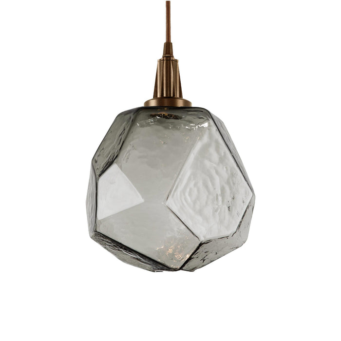Gem LED Pendant Light in Flat Bronze/Smoke Glass.