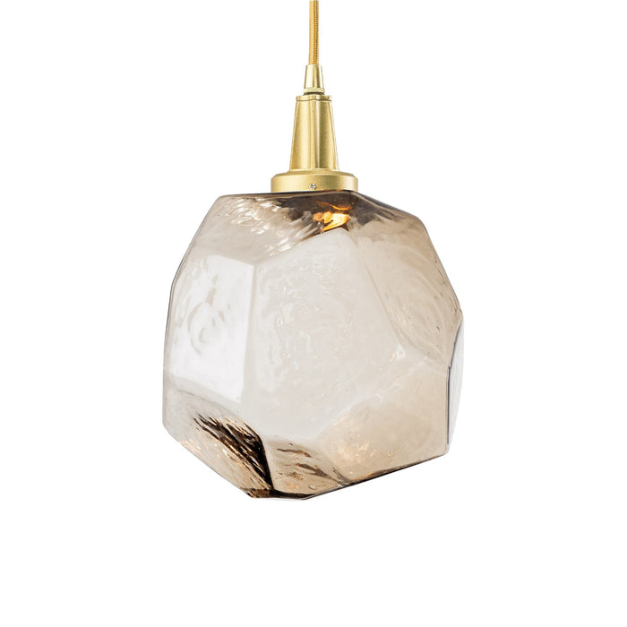 Gem LED Pendant Light in Heritage Brass/Bronze Glass.
