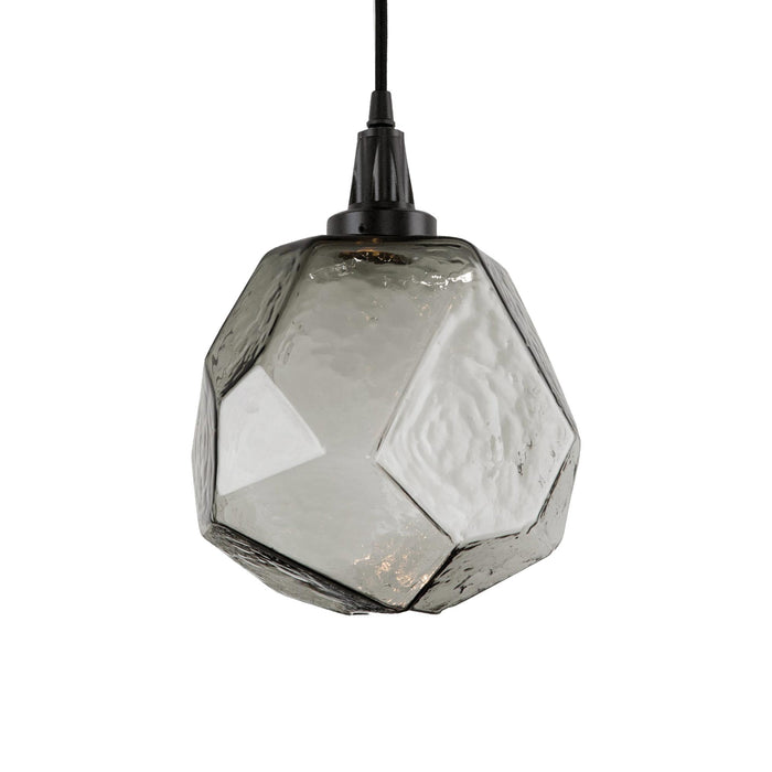 Gem LED Pendant Light in Matte Black/Smoke Glass.