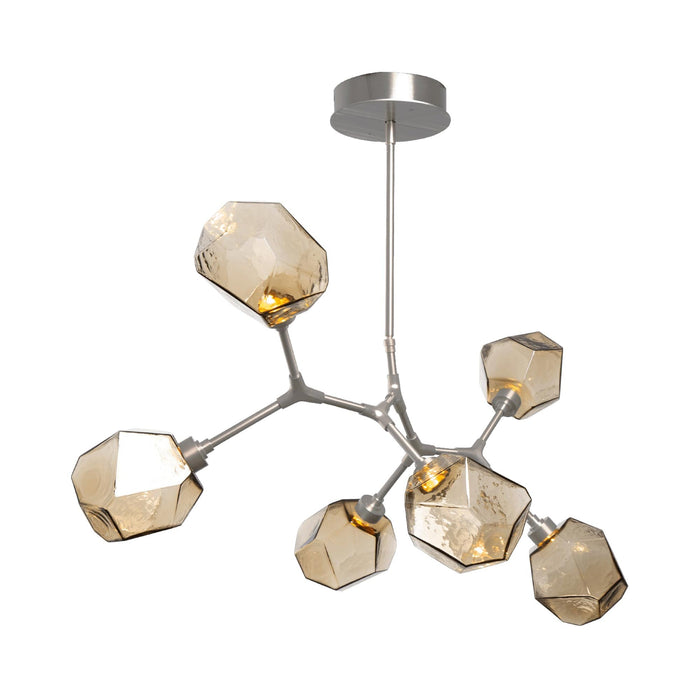 Gem Modern Branch LED Pendant Light in Metallic Beige Silver/Bronze Glass (6-Light).