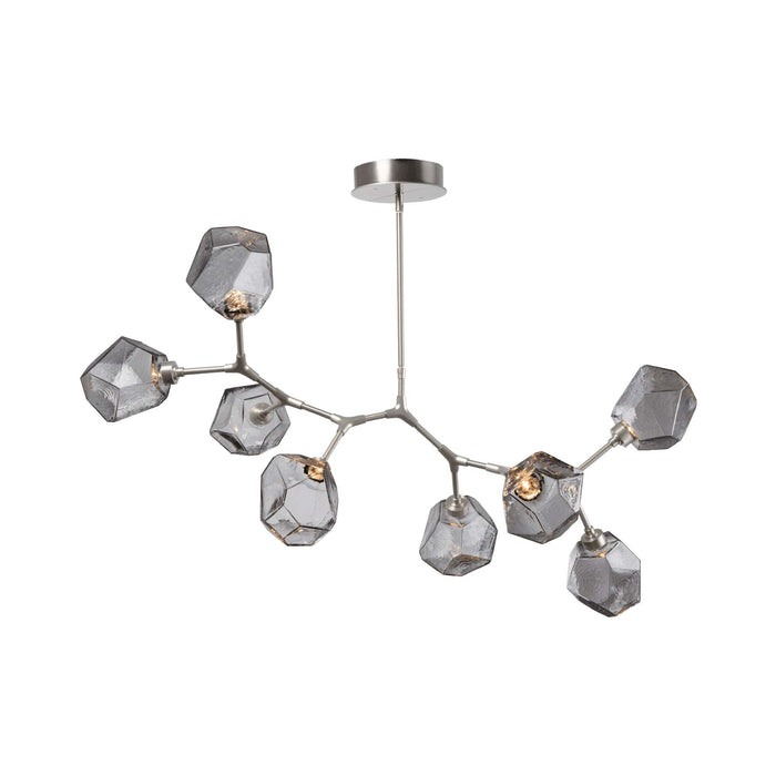 Gem Modern Branch LED Pendant Light in Metallic Beige Silver/Smoke Glass (8-Light).