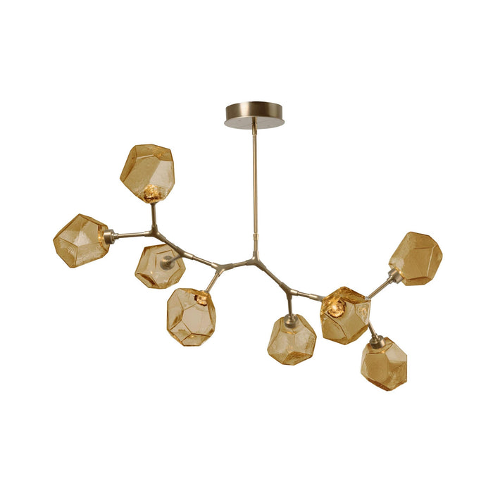 Gem Modern Branch LED Pendant Light in Gilded Brass/Bronze Glass (8-Light).