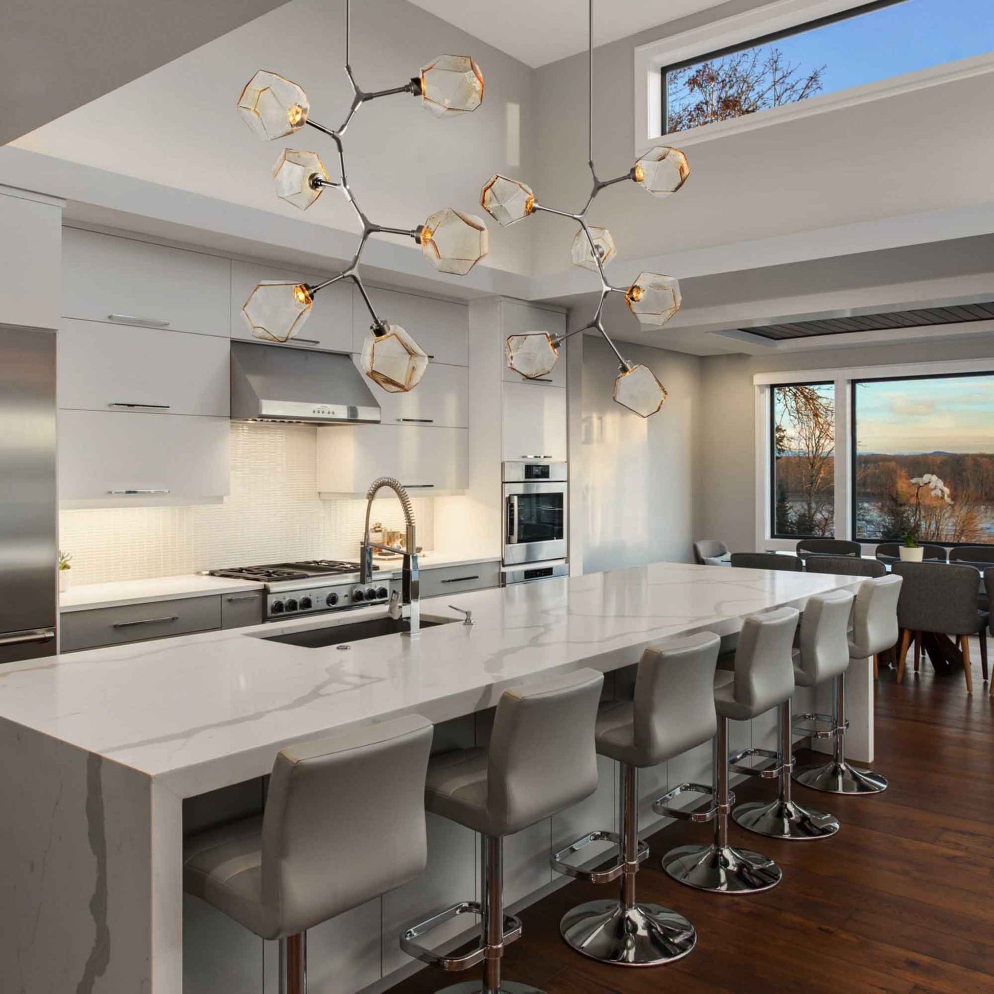 Gem Modern Vine LED Pendant Light in dining room.