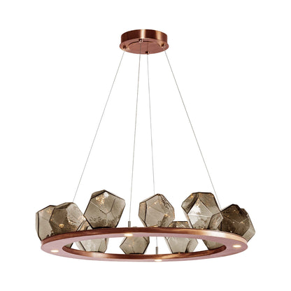 Gem Ring LED Chandelier in Oil Rubbed Bronze/Blown Glass Gem - Bronze (37.8-Inch).