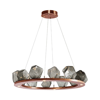 Gem Ring LED Chandelier in Oil Rubbed Bronze/Blown Glass Gem - Smoke (37.8-Inch).