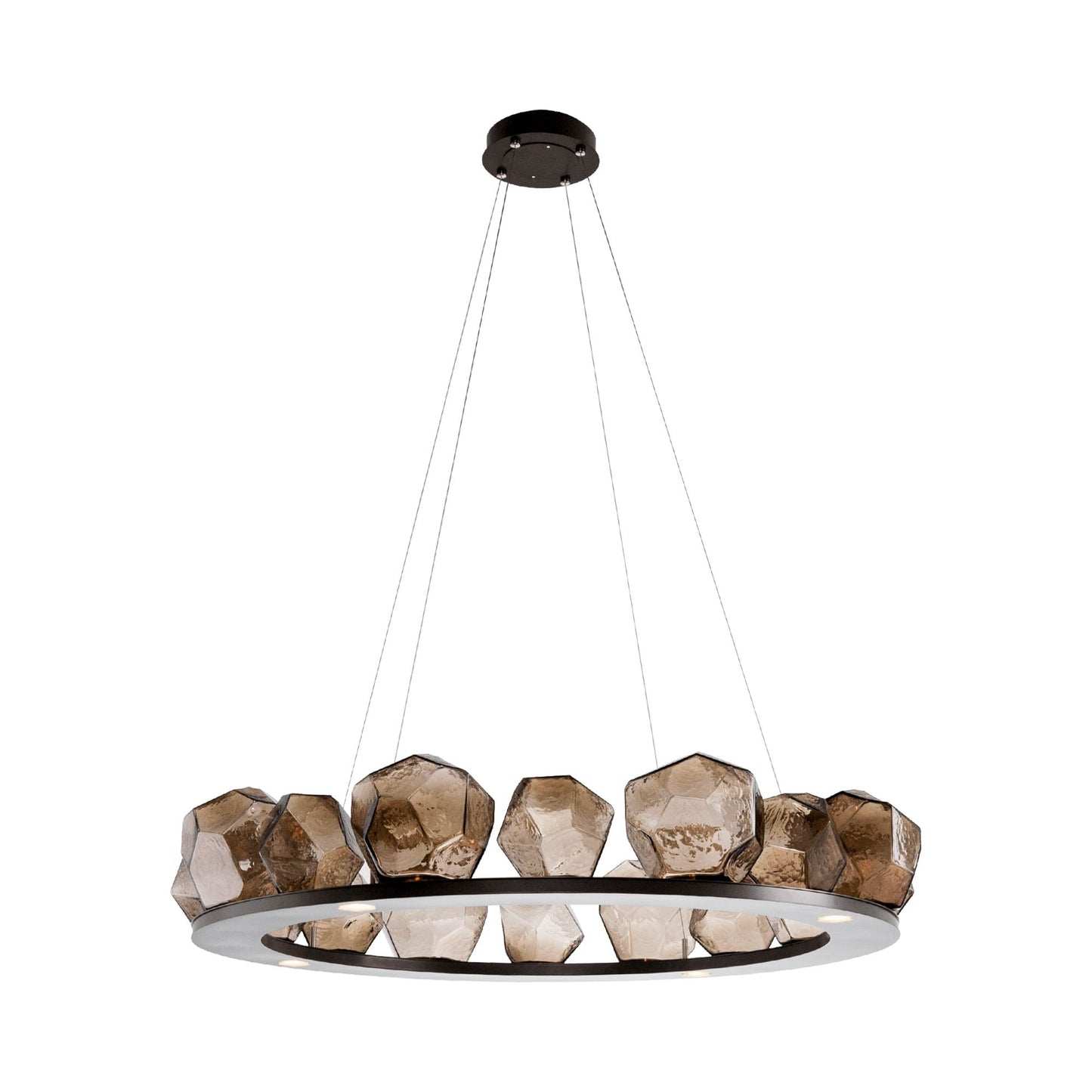 Gem Ring LED Chandelier in Flat Bronze/Blown Glass Gem - Bronze (48.7-Inch).