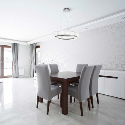 Gem Ring LED Chandelier in dining room.