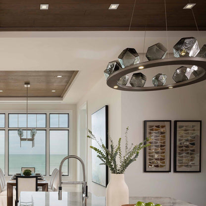 Gem Ring LED Chandelier in kitchen.