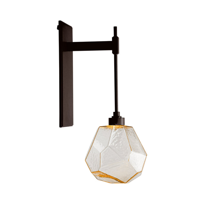 Gem Tempo LED Wall Light in Flat Bronze/Amber Glass.