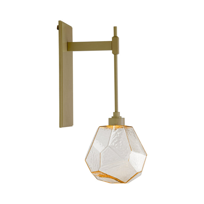 Gem Tempo LED Wall Light in Gilded Brass/Amber Glass.