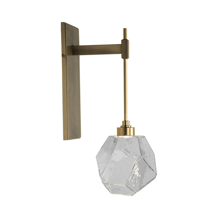 Gem Tempo LED Wall Light in Heritage Brass/Clear Glass.