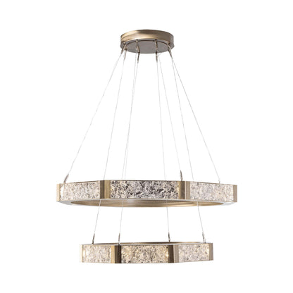 Glacier Double Tier LED Chandelier in Heritage Brass.