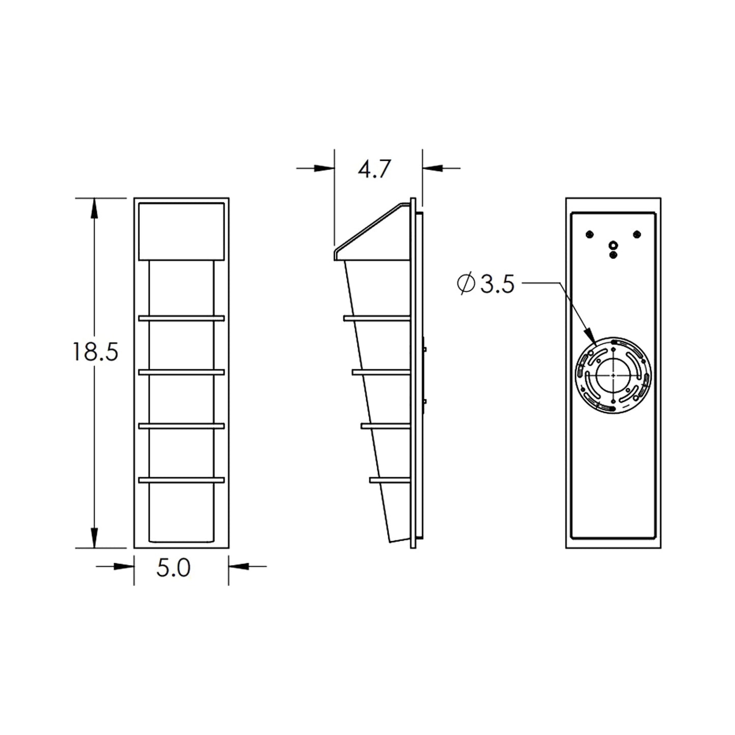 Mantle Outdoor Wall Light - line drawing.