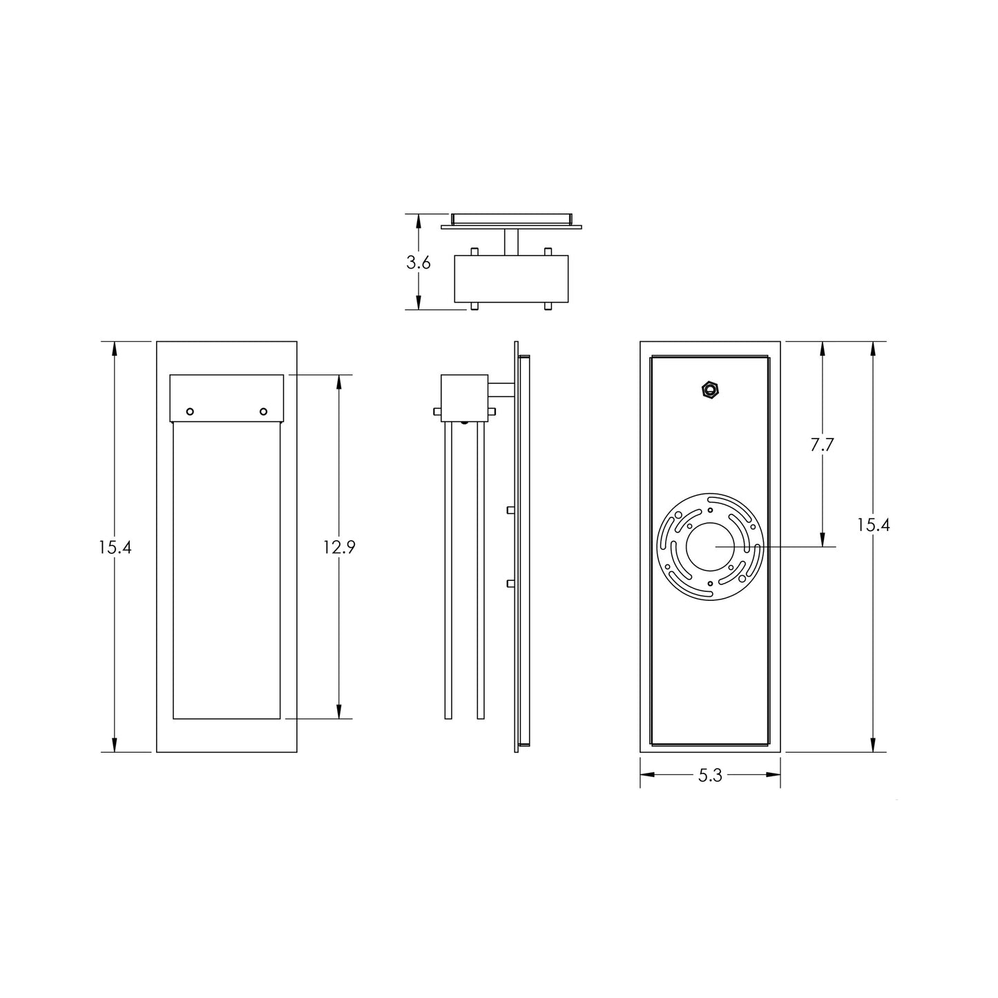 Parallel LED Wall Light - line drawing.