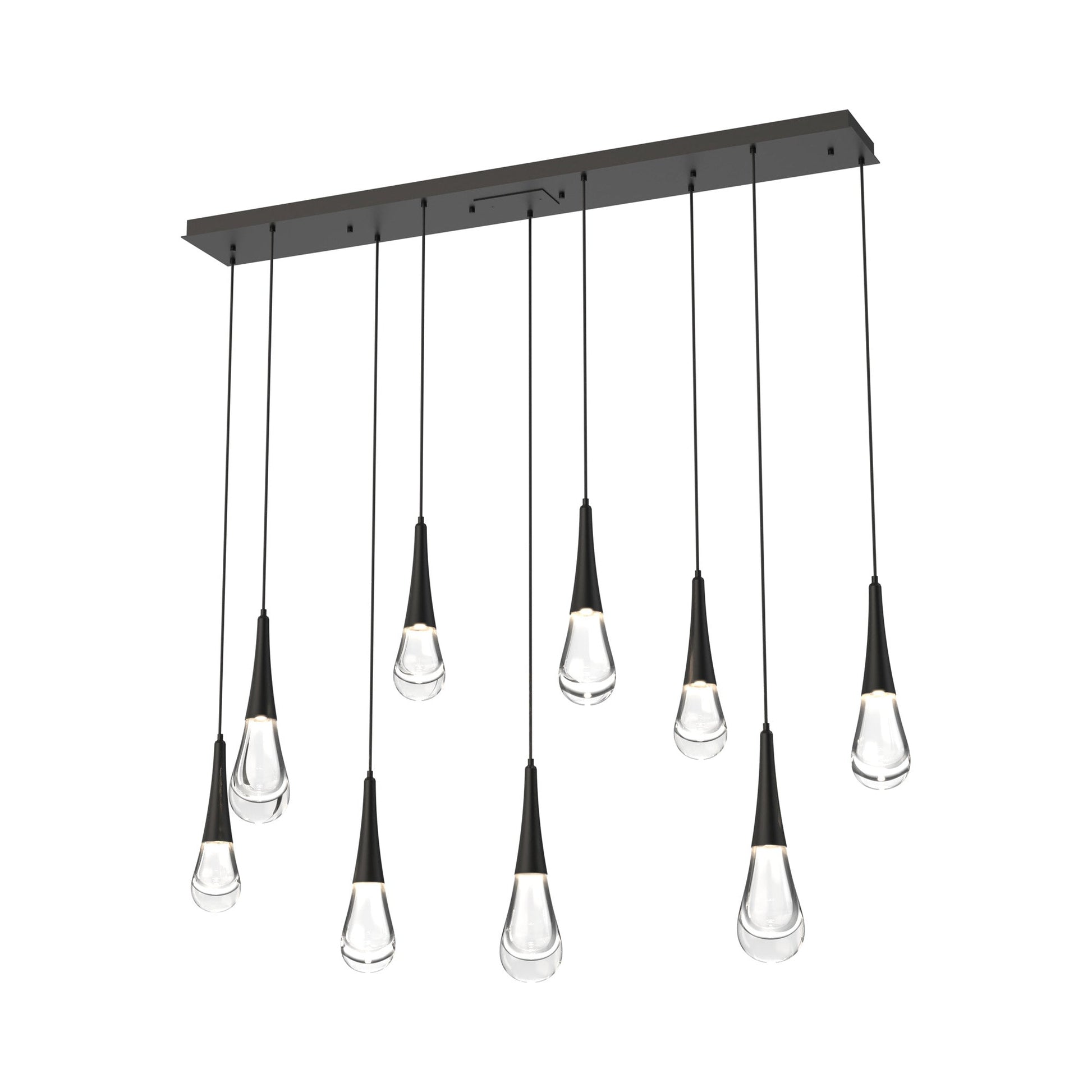Raindrop LED Linear Pendant Light in Matte Black (9-Light).