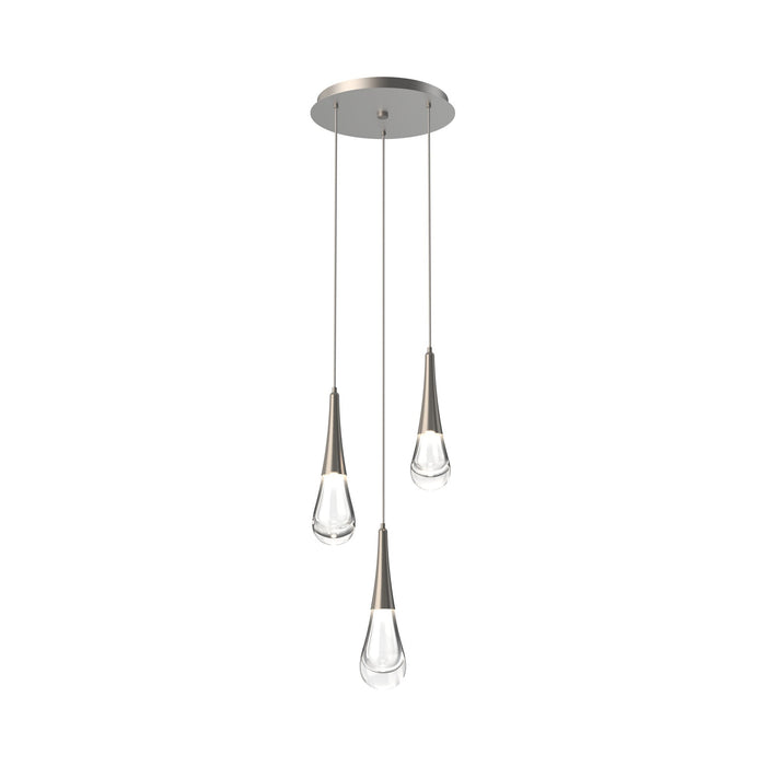 Raindrop LED Multi Light Pendant Light in Metallic Beige Silver (3-Light).