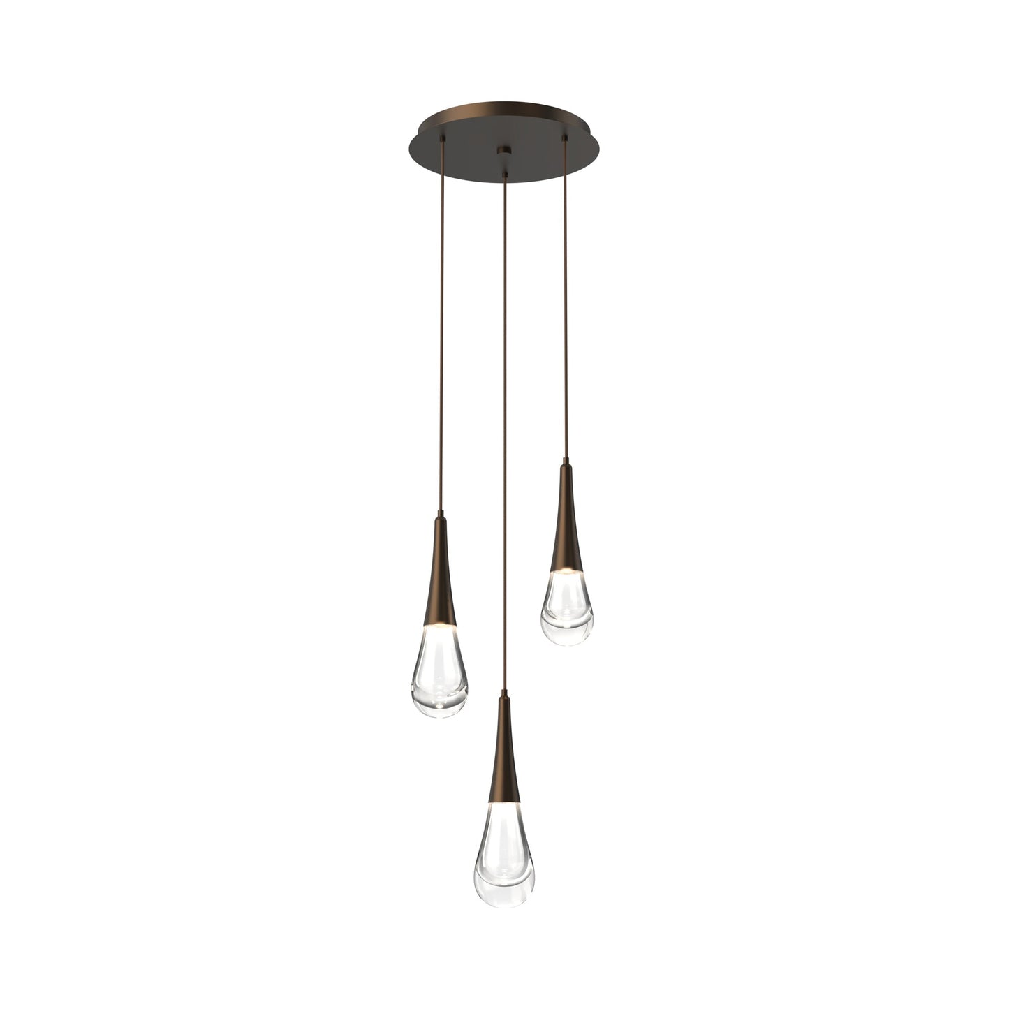 Raindrop LED Multi Light Pendant Light in Flat Bronze (3-Light).