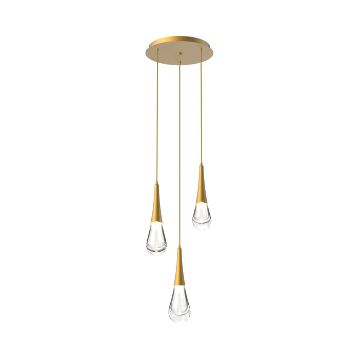 Raindrop LED Multi Light Pendant Light in Gilded Brass (3-Light).