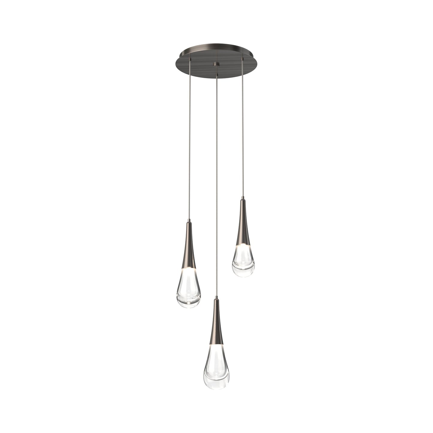 Raindrop LED Multi Light Pendant Light in Gunmetal (3-Light).