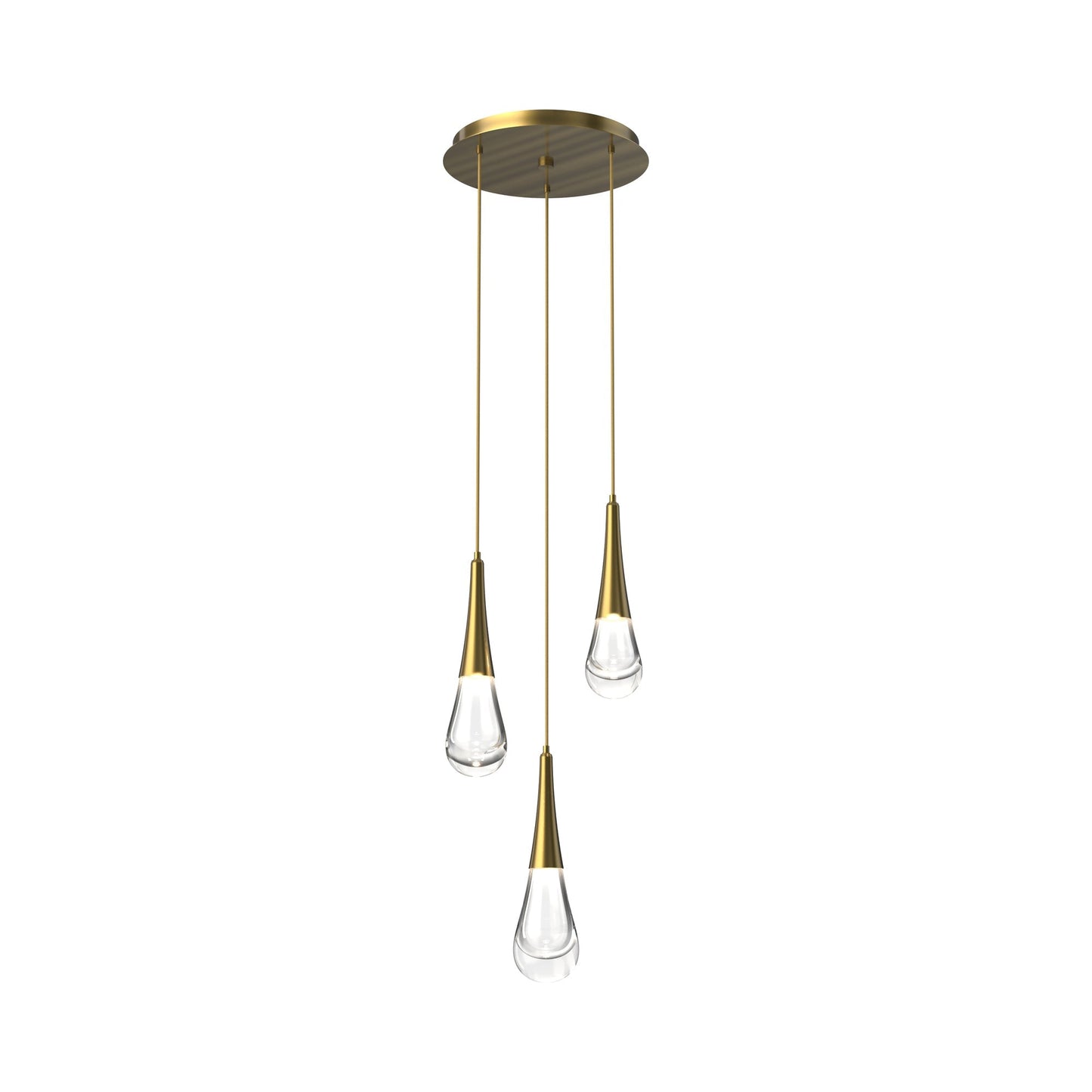 Raindrop LED Multi Light Pendant Light in Heritage Brass (3-Light).