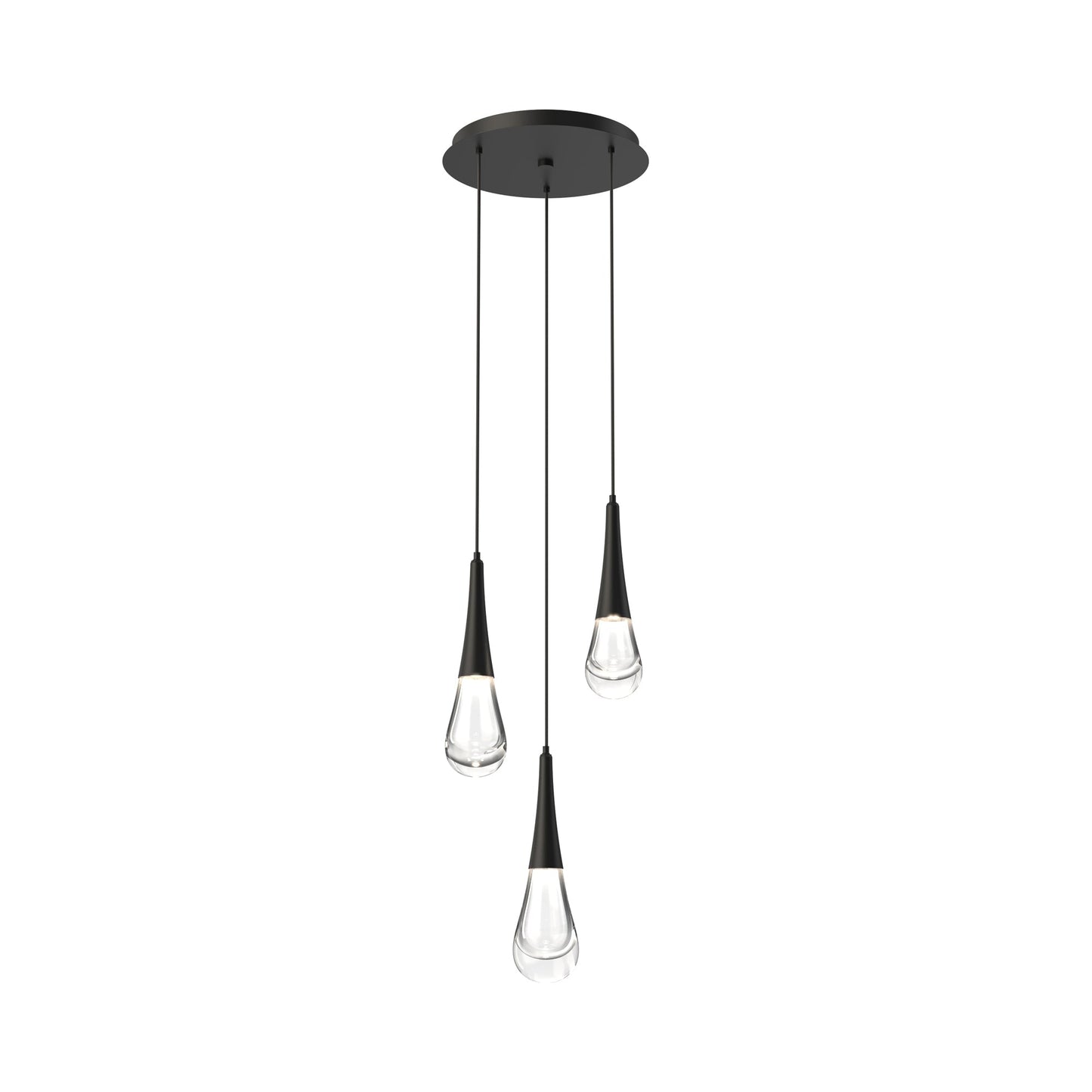 Raindrop LED Multi Light Pendant Light in Matte Black (3-Light).