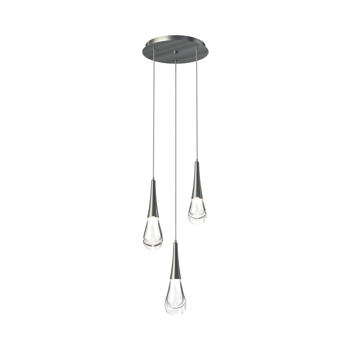 Raindrop LED Multi Light Pendant Light in Satin Nickel (3-Light).