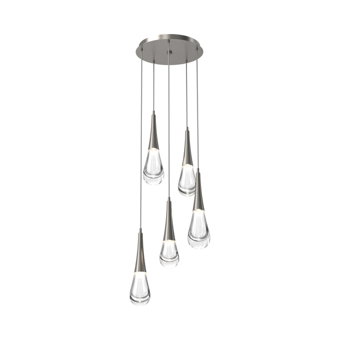 Raindrop LED Multi Light Pendant Light in Metallic Beige Silver (5-Light).
