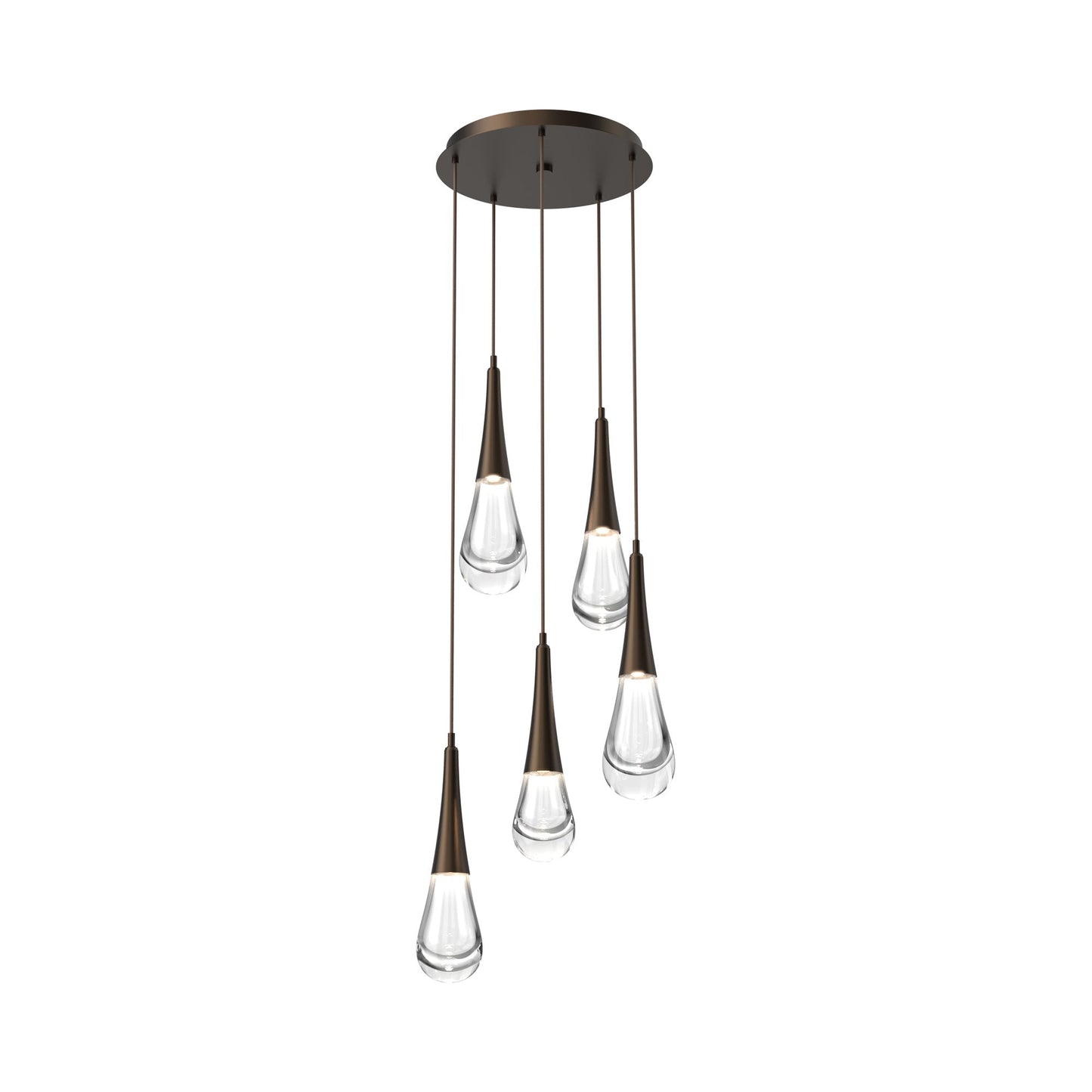 Raindrop LED Multi Light Pendant Light in Flat Bronze (5-Light).