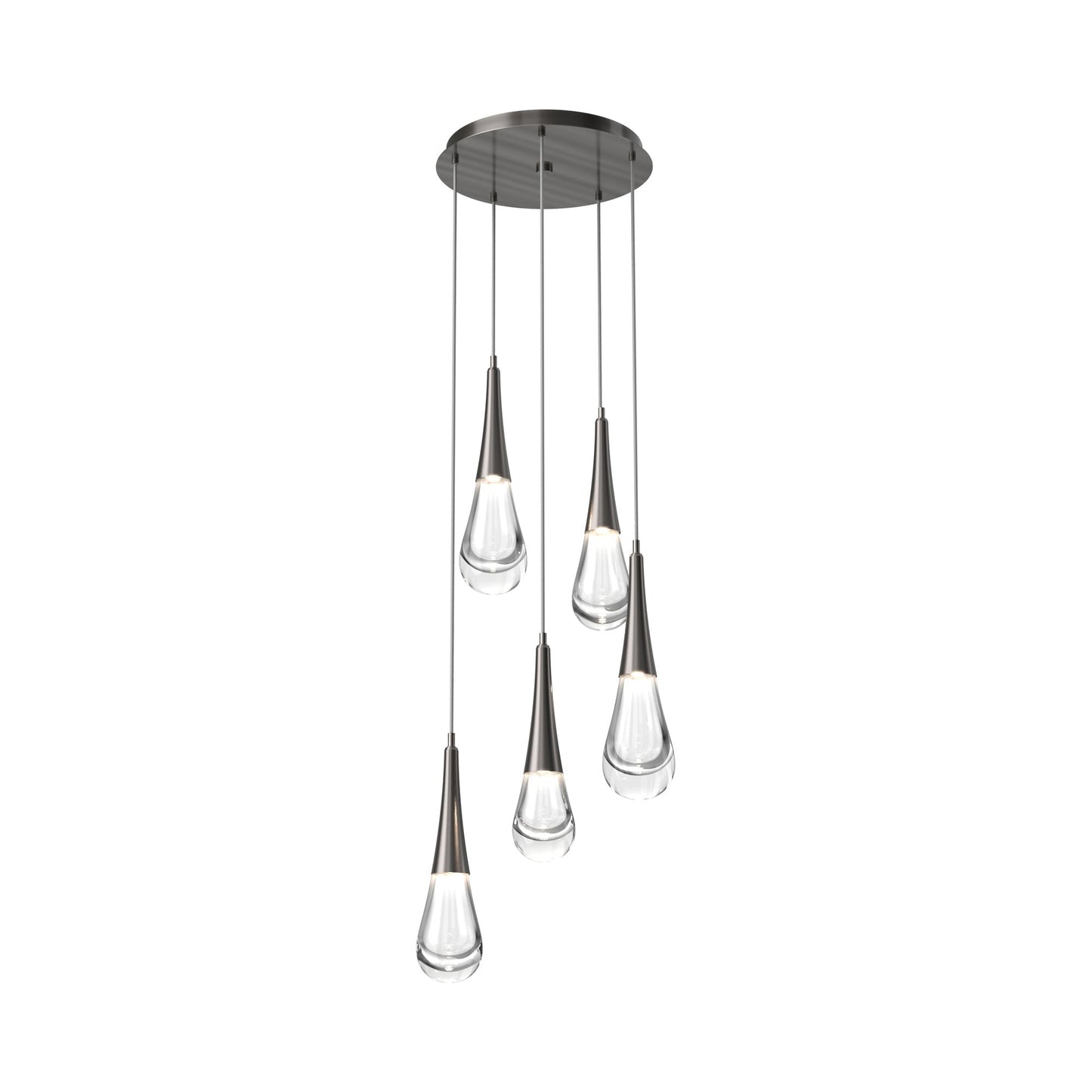 Raindrop LED Multi Light Pendant Light in Gunmetal (5-Light).