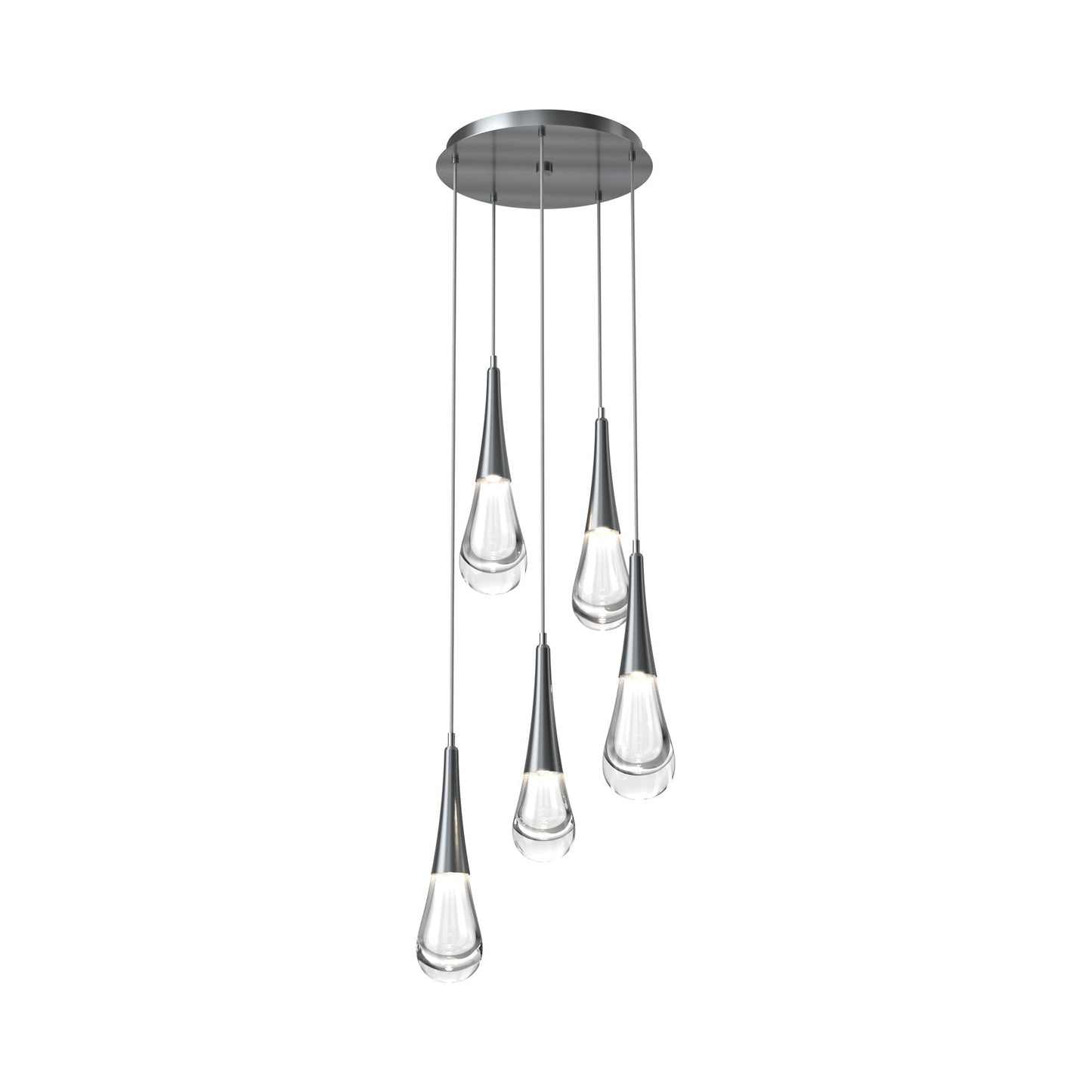 Raindrop LED Multi Light Pendant Light in Satin Nickel (5-Light).