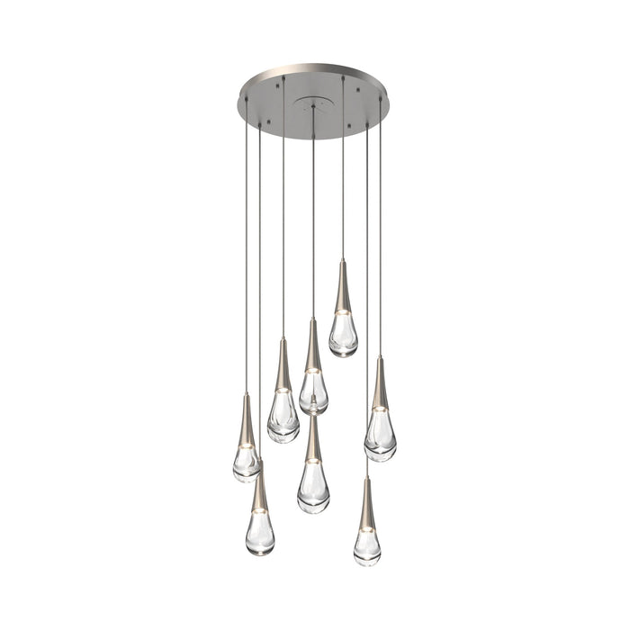 Raindrop LED Multi Light Pendant Light in Metallic Beige Silver (8-Light).