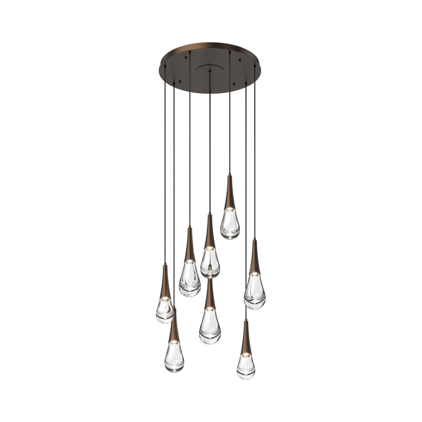 Raindrop LED Multi Light Pendant Light in Flat Bronze (8-Light).