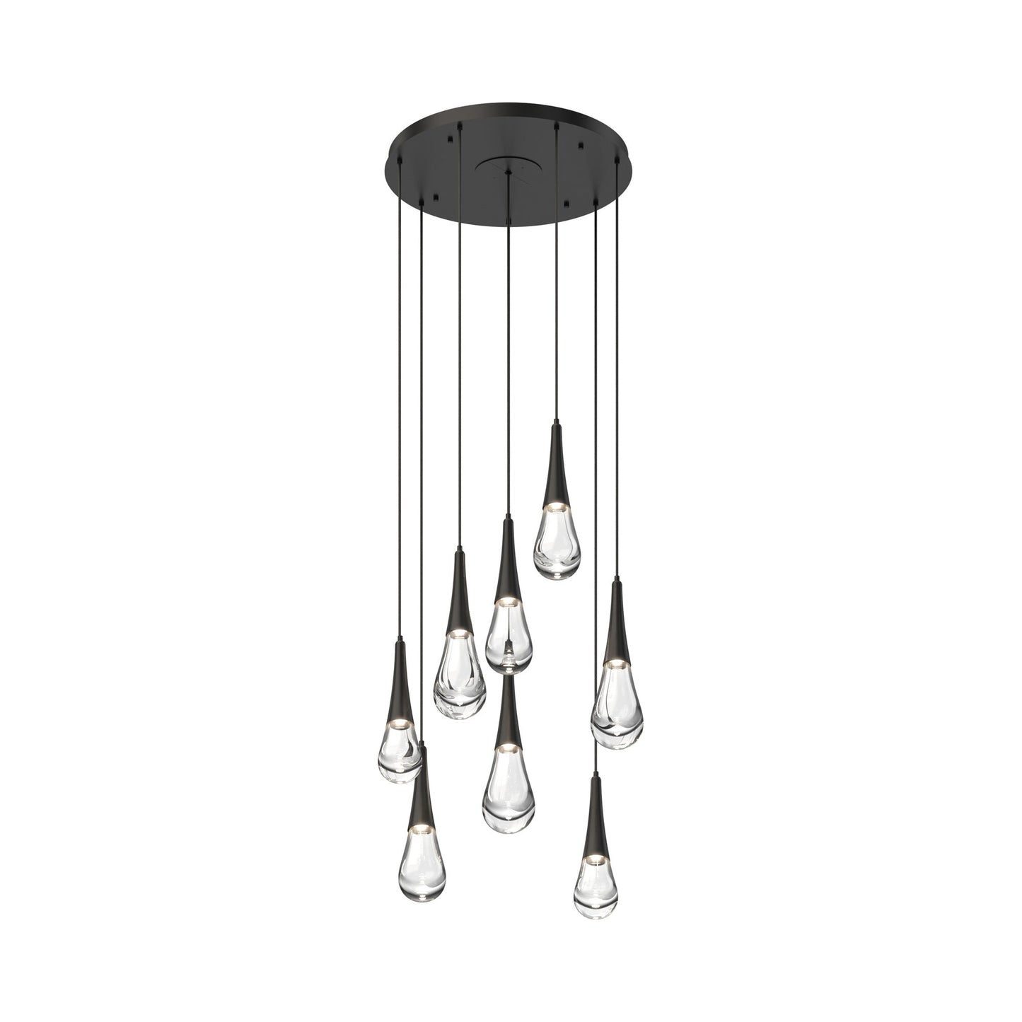 Raindrop LED Multi Light Pendant Light in Matte Black (8-Light).