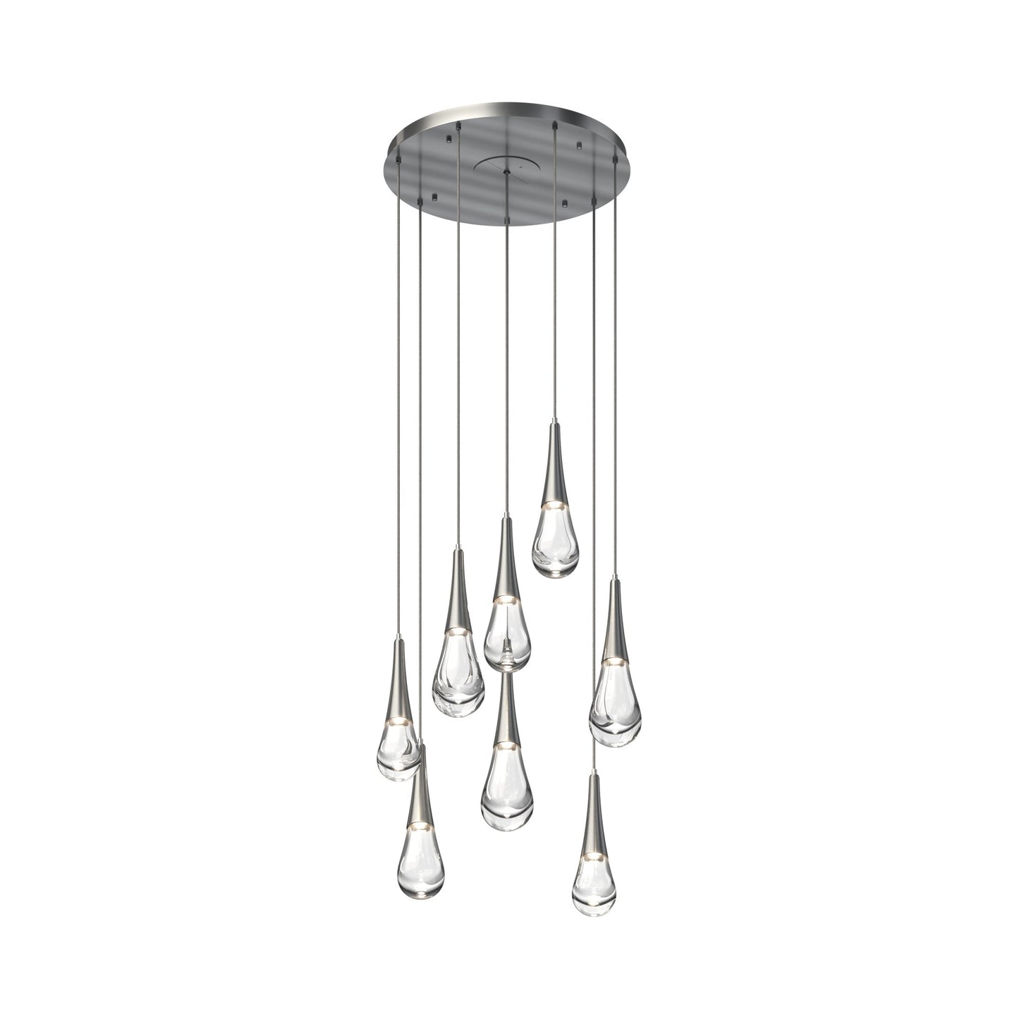 Raindrop LED Multi Light Pendant Light in Satin Nickel (8-Light).