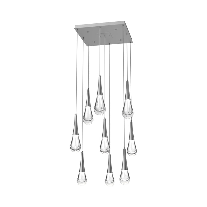 Raindrop LED Multi Light Pendant Light in Metallic Beige Silver (9-Light).