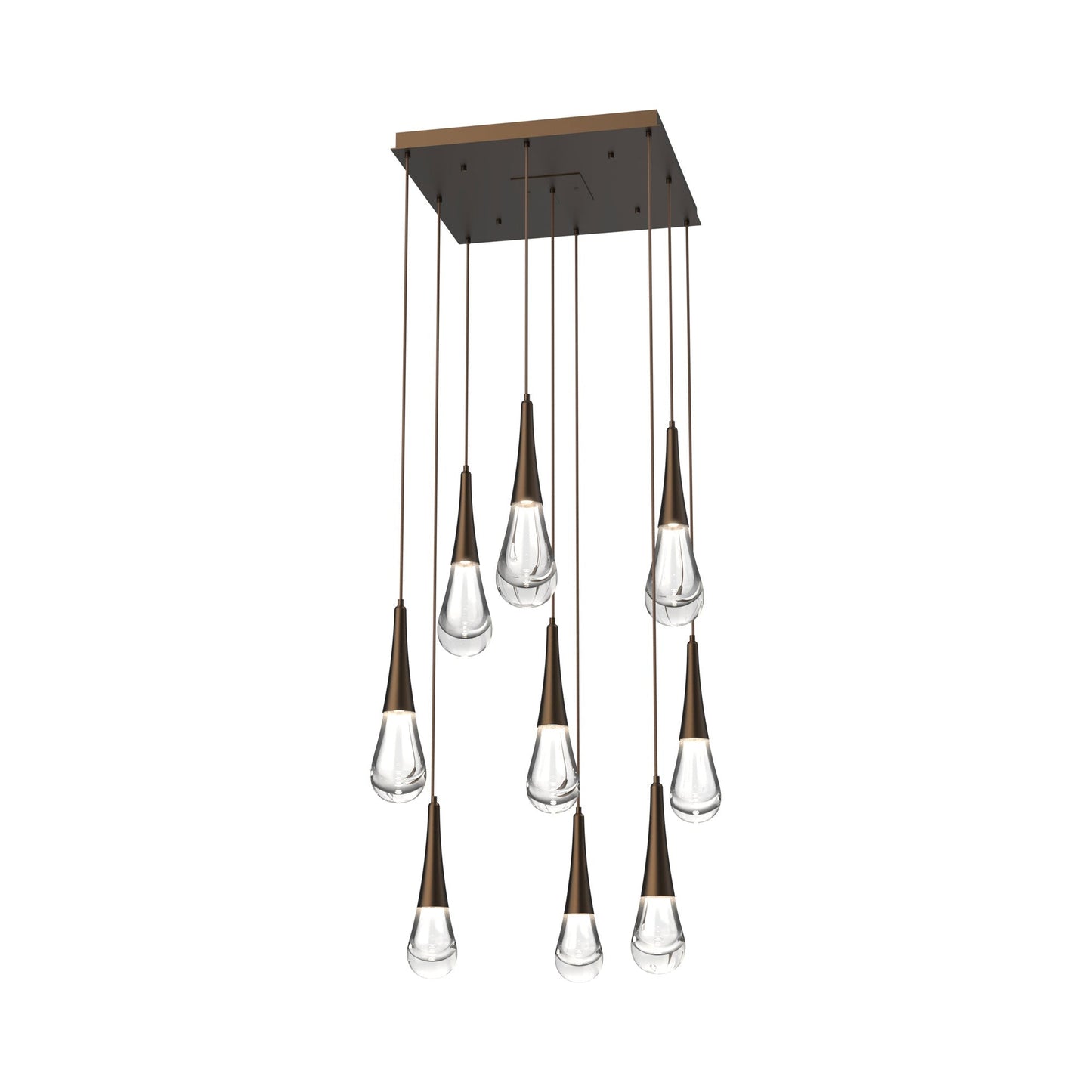 Raindrop LED Multi Light Pendant Light in Flat Bronze (9-Light).