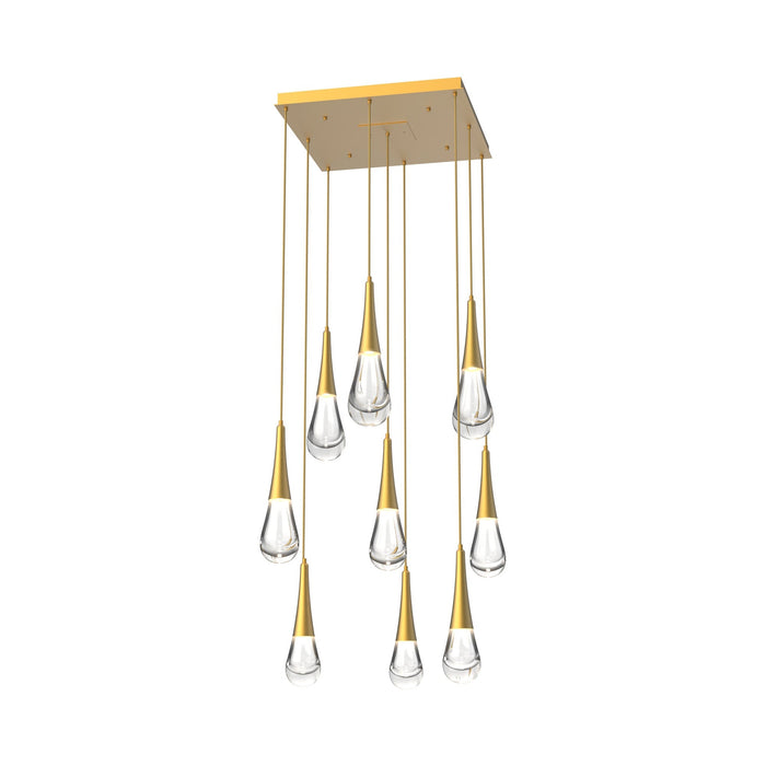 Raindrop LED Multi Light Pendant Light in Gilded Brass (9-Light).