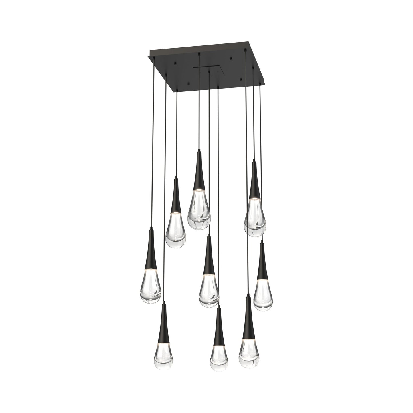 Raindrop LED Multi Light Pendant Light in Matte Black (9-Light).