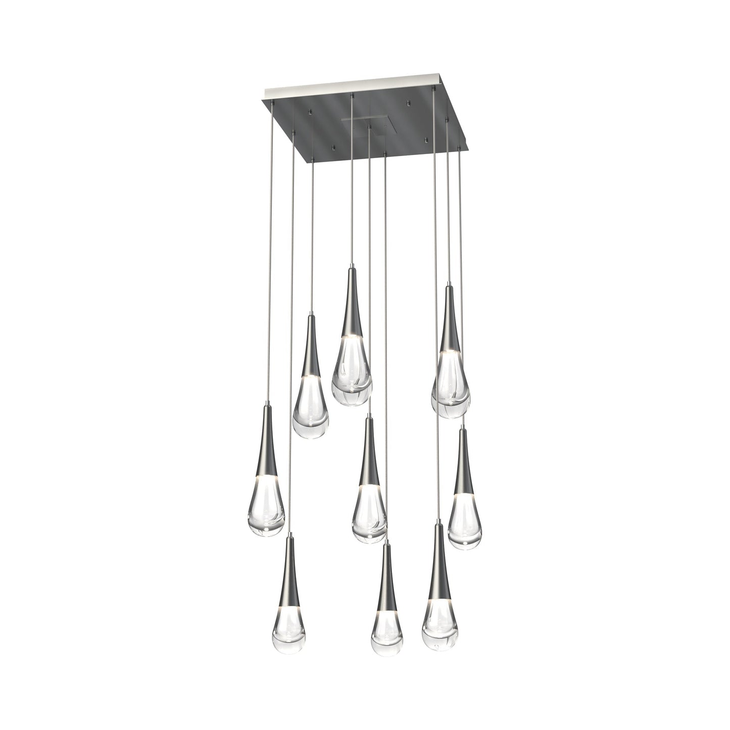 Raindrop LED Multi Light Pendant Light in Satin Nickel (9-Light).