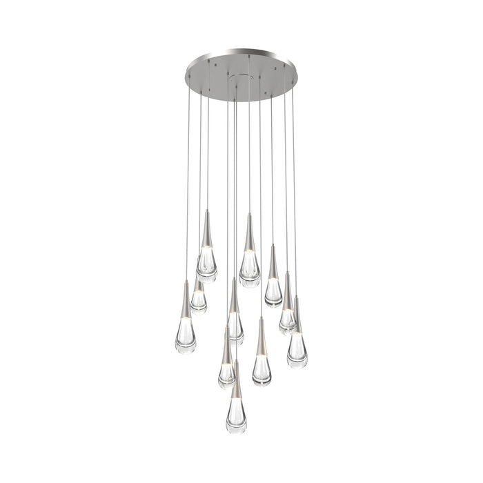 Raindrop LED Multi Light Pendant Light in Metallic Beige Silver (11-Light).