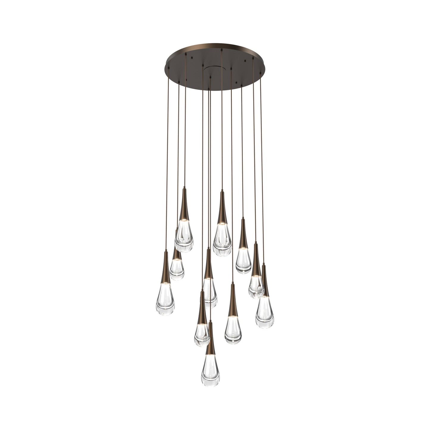 Raindrop LED Multi Light Pendant Light in Flat Bronze (11-Light).