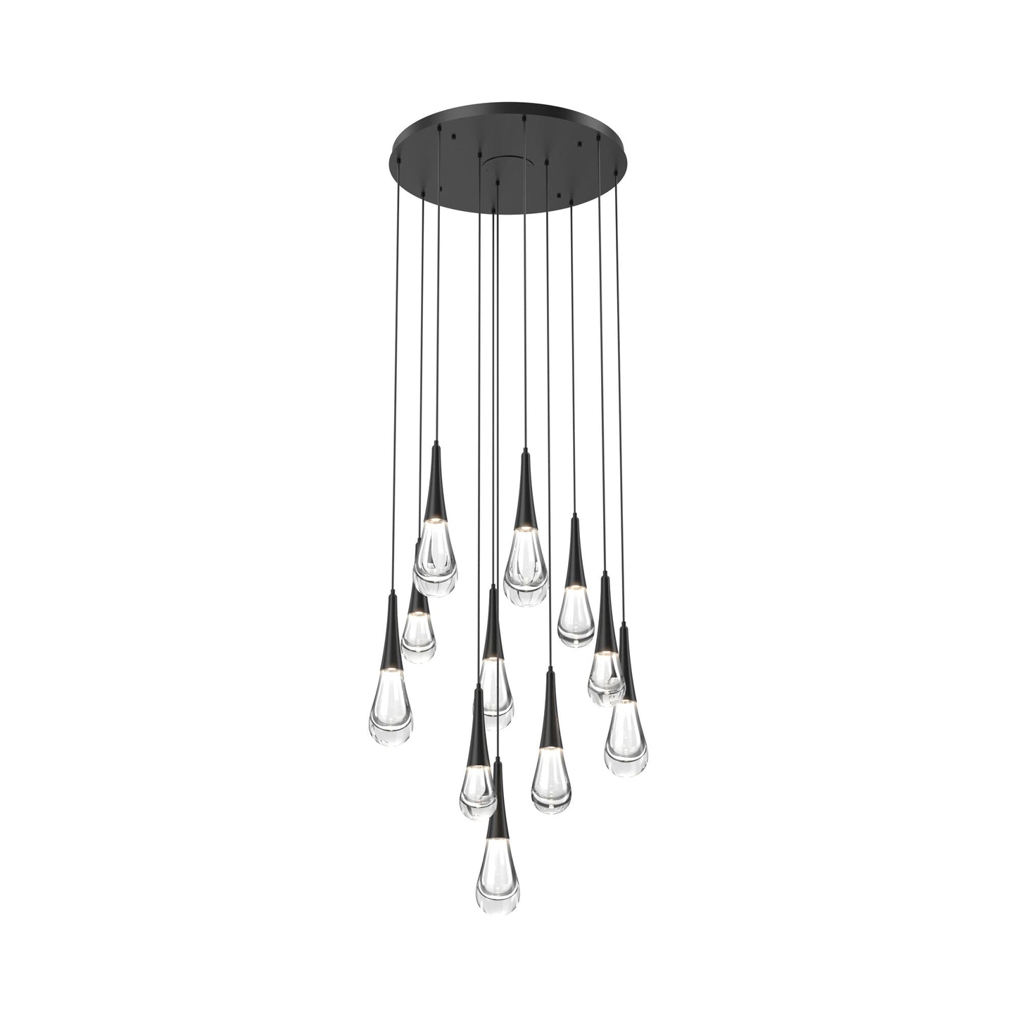 Raindrop LED Multi Light Pendant Light in Matte Black (11-Light).