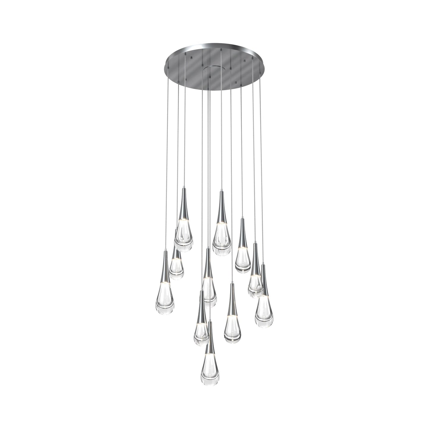 Raindrop LED Multi Light Pendant Light in Satin Nickel (11-Light).