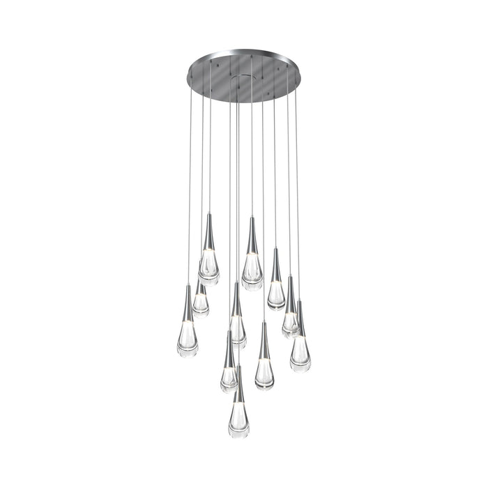 Raindrop LED Multi Light Pendant Light in Satin Nickel (11-Light).