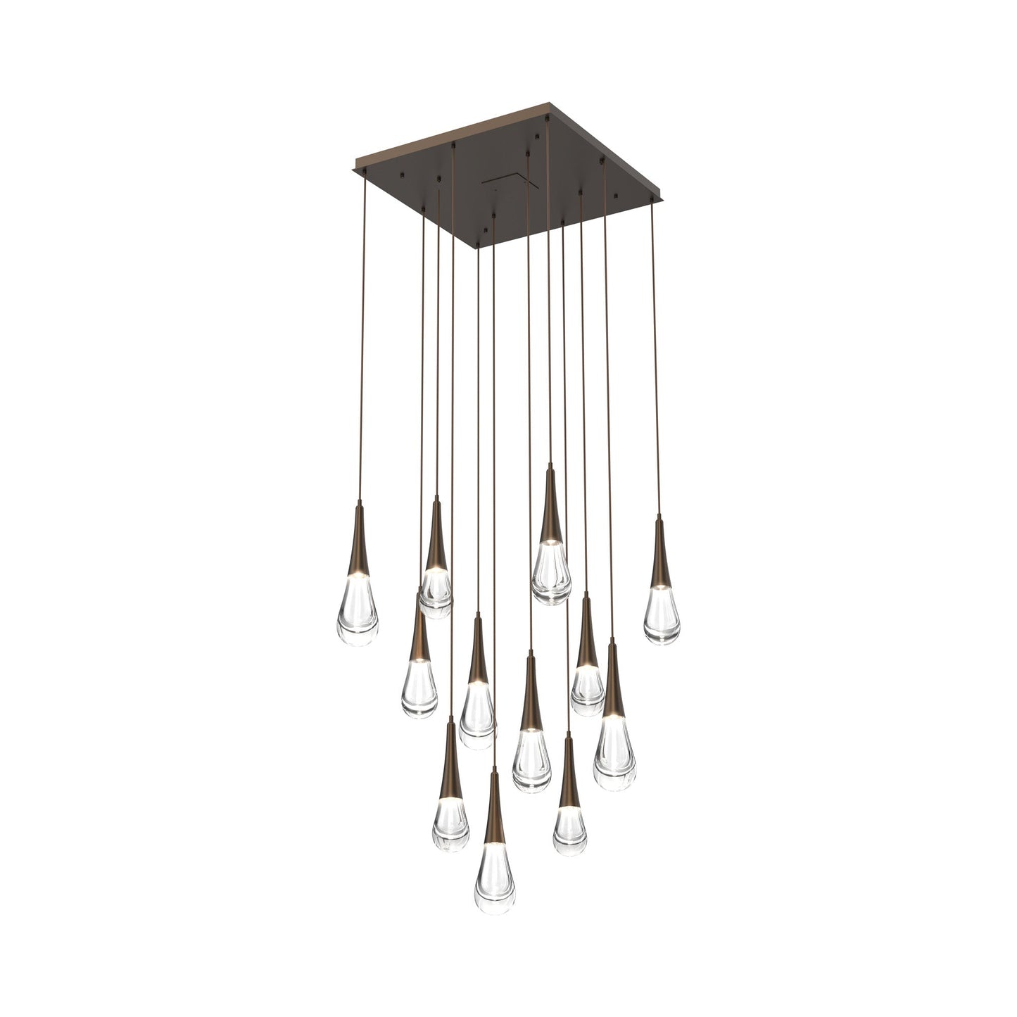 Raindrop LED Multi Light Pendant Light in Flat Bronze (12-Light).