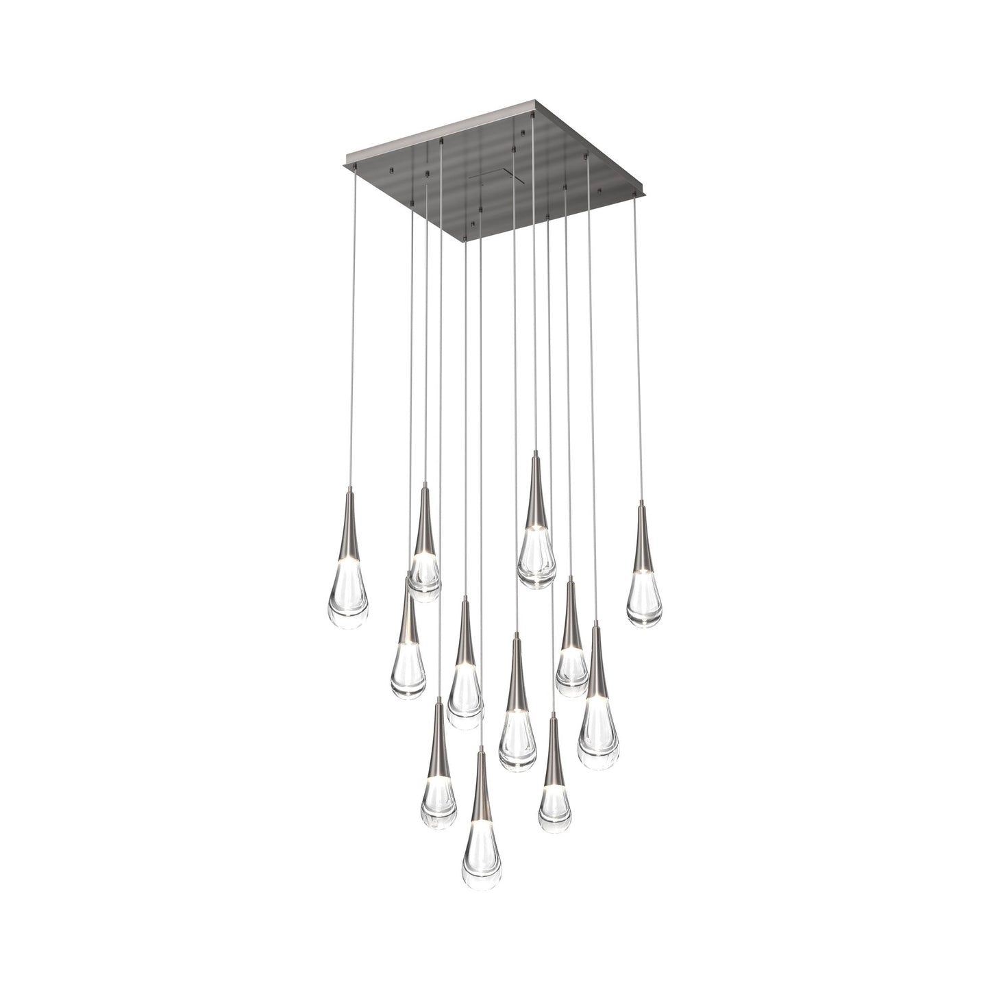 Raindrop LED Multi Light Pendant Light in Gunmetal (12-Light).