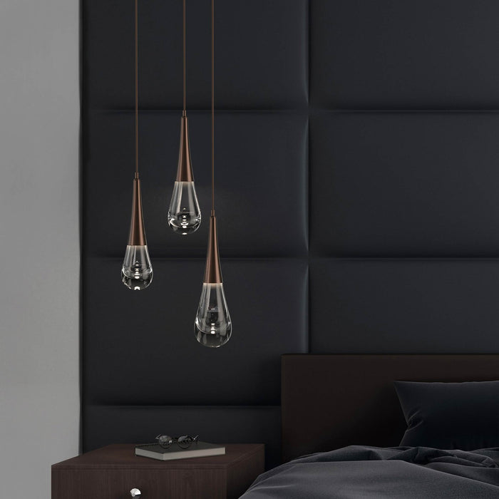 Raindrop LED Multi Light Pendant Light in bedroom.
